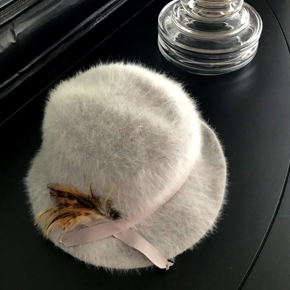 Accessories | Vintage Pale Bluegray Rabbit Fur Hat | Poshmark display picture 1